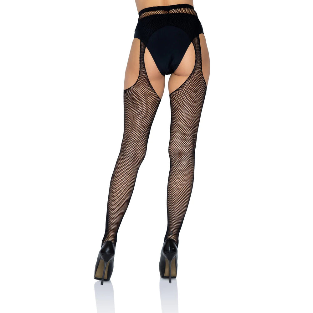 Leg Avenue Fishnet Suspender Pantyhose Black UK 6 to 12-1