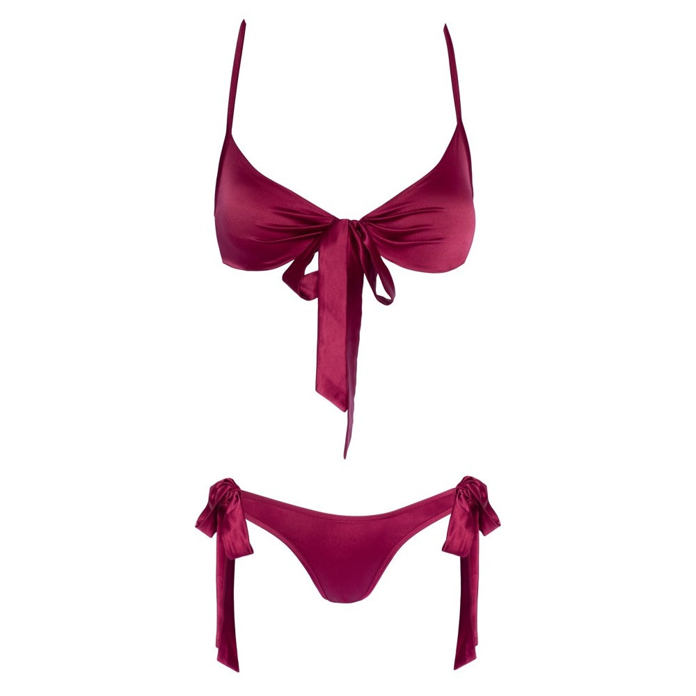 Cottelli Tie Up Bra And Briefs Set Red-2