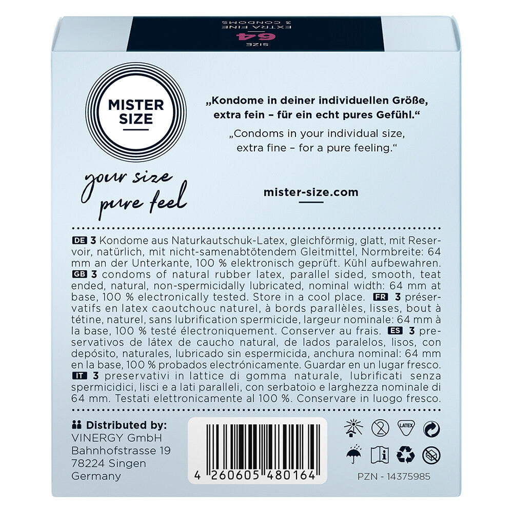 Mister Size 64mm Your Size Pure Feel Condoms 3 Pack-1