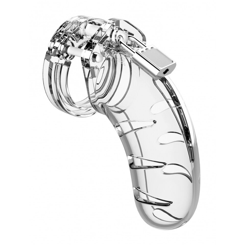 Man Cage 03 Male 4.5 Inch Clear Chastity Cage-0