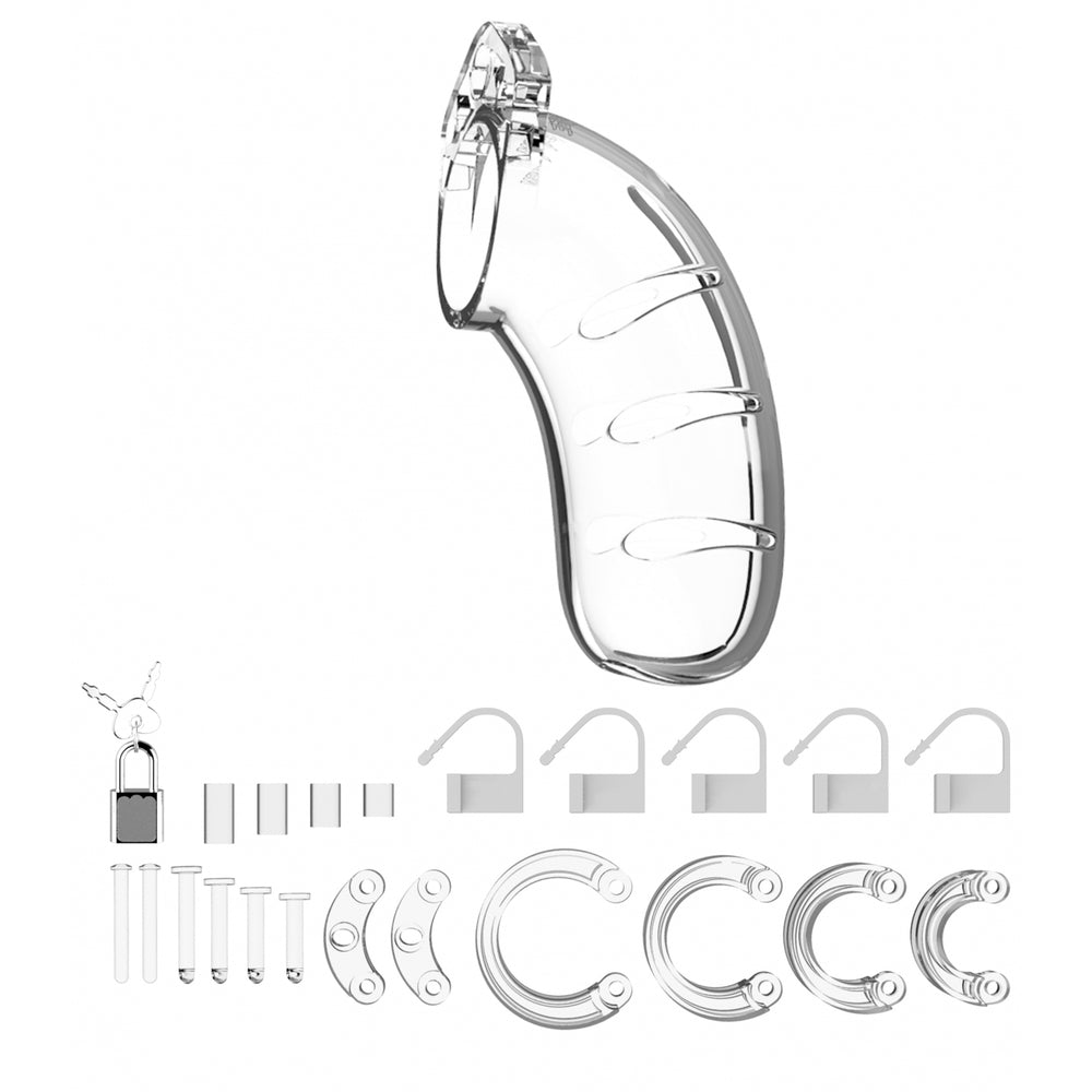 Man Cage 03 Male 4.5 Inch Clear Chastity Cage-1