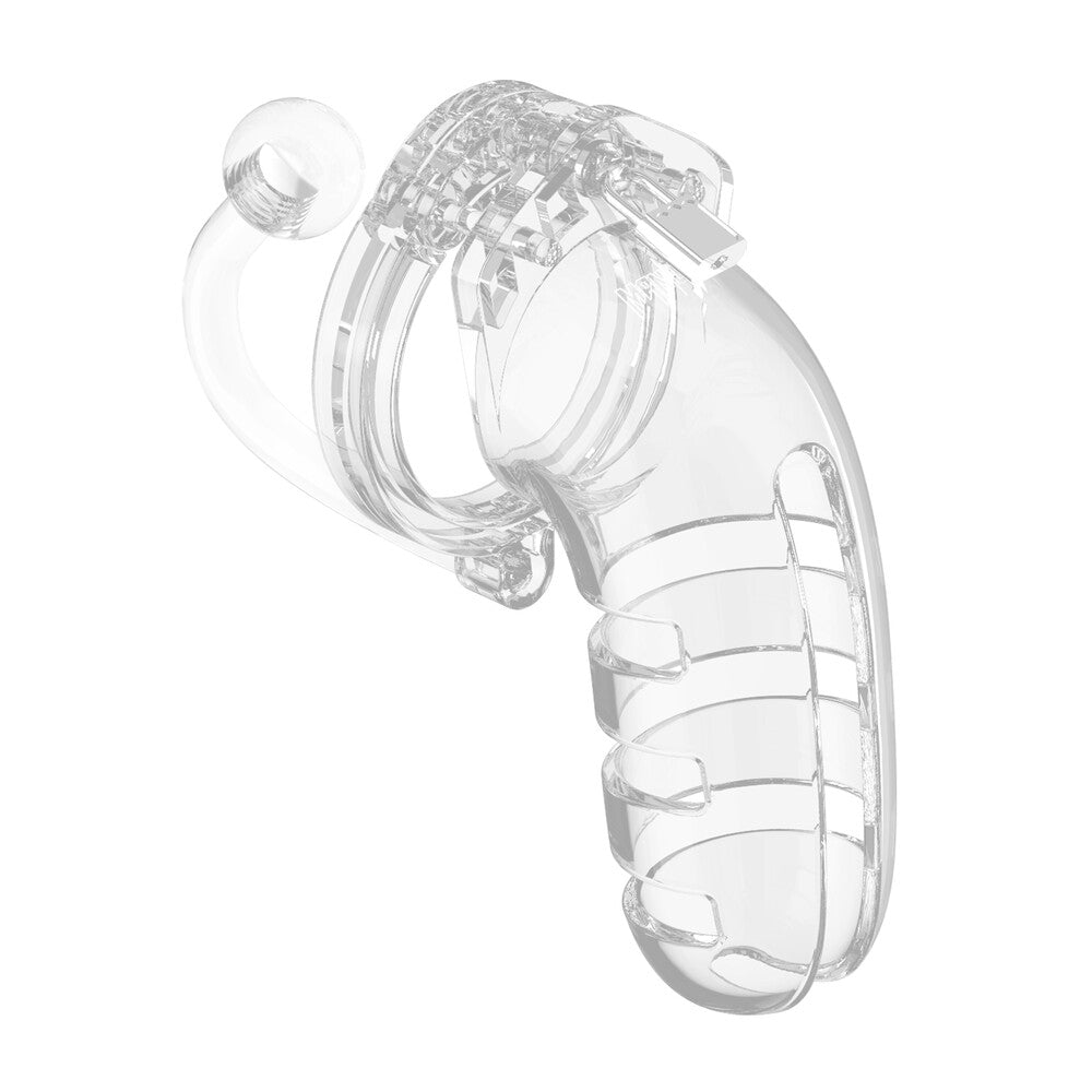 Man Cage 12 Male 5.5 Inch Clear Chastity Cage With Anal Plug-0