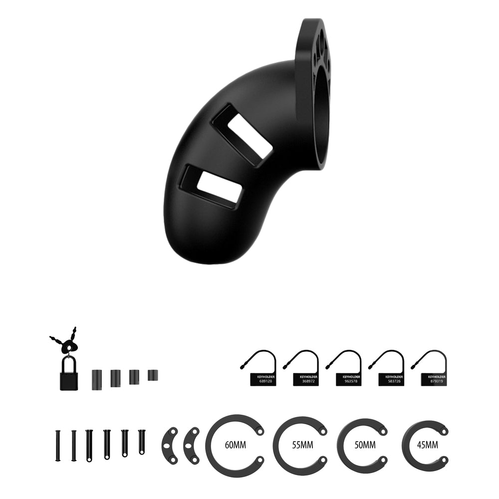 Man Cage 20 Male 3.5 Inch Black Silicone Chastity Cage-2