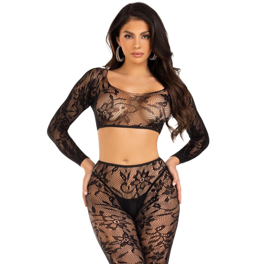 Leg Avenue Crop Top and Footless Tights UK 6 to 12-0