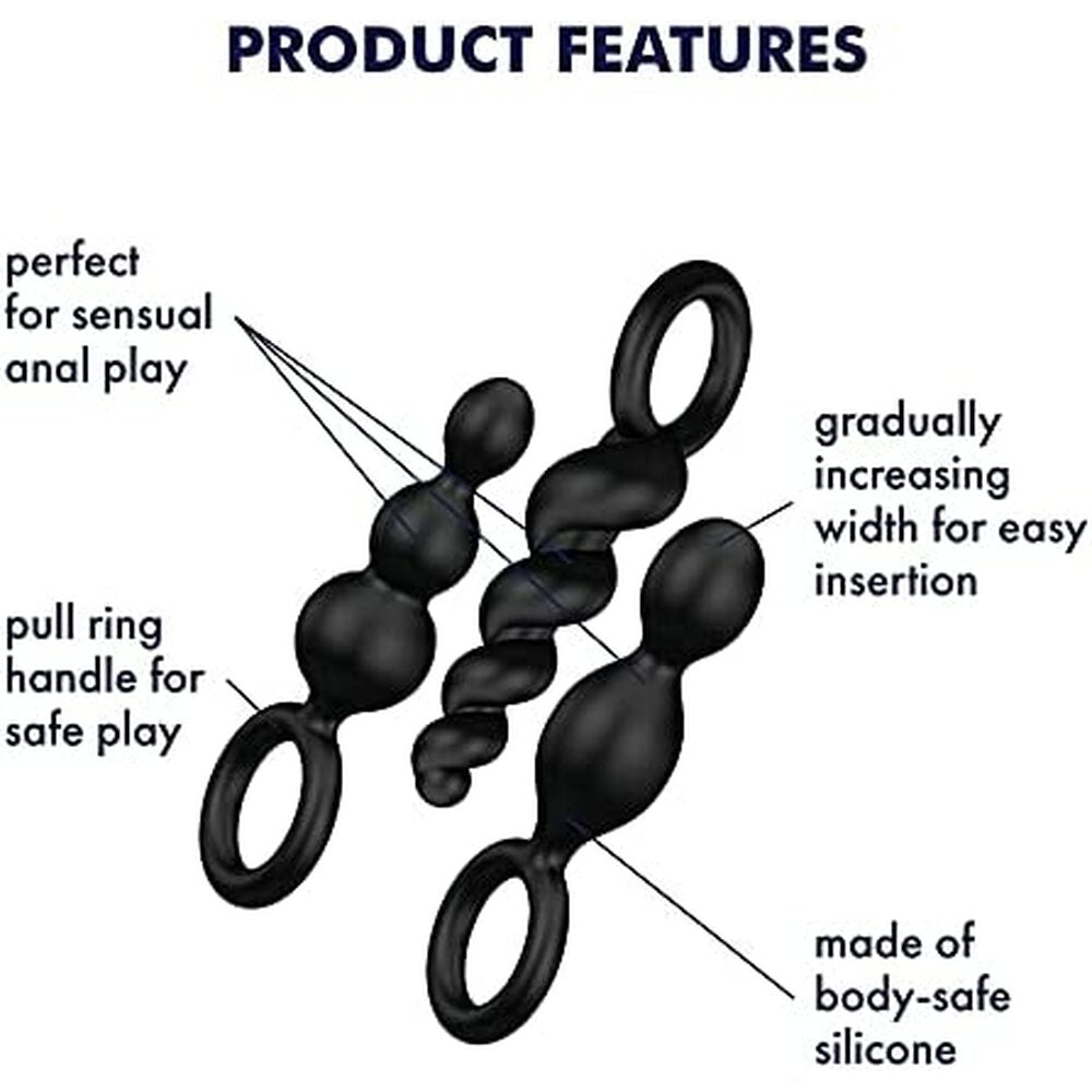 Satisfyer Booty Call Set Of 3 Black Anal Plugs-2