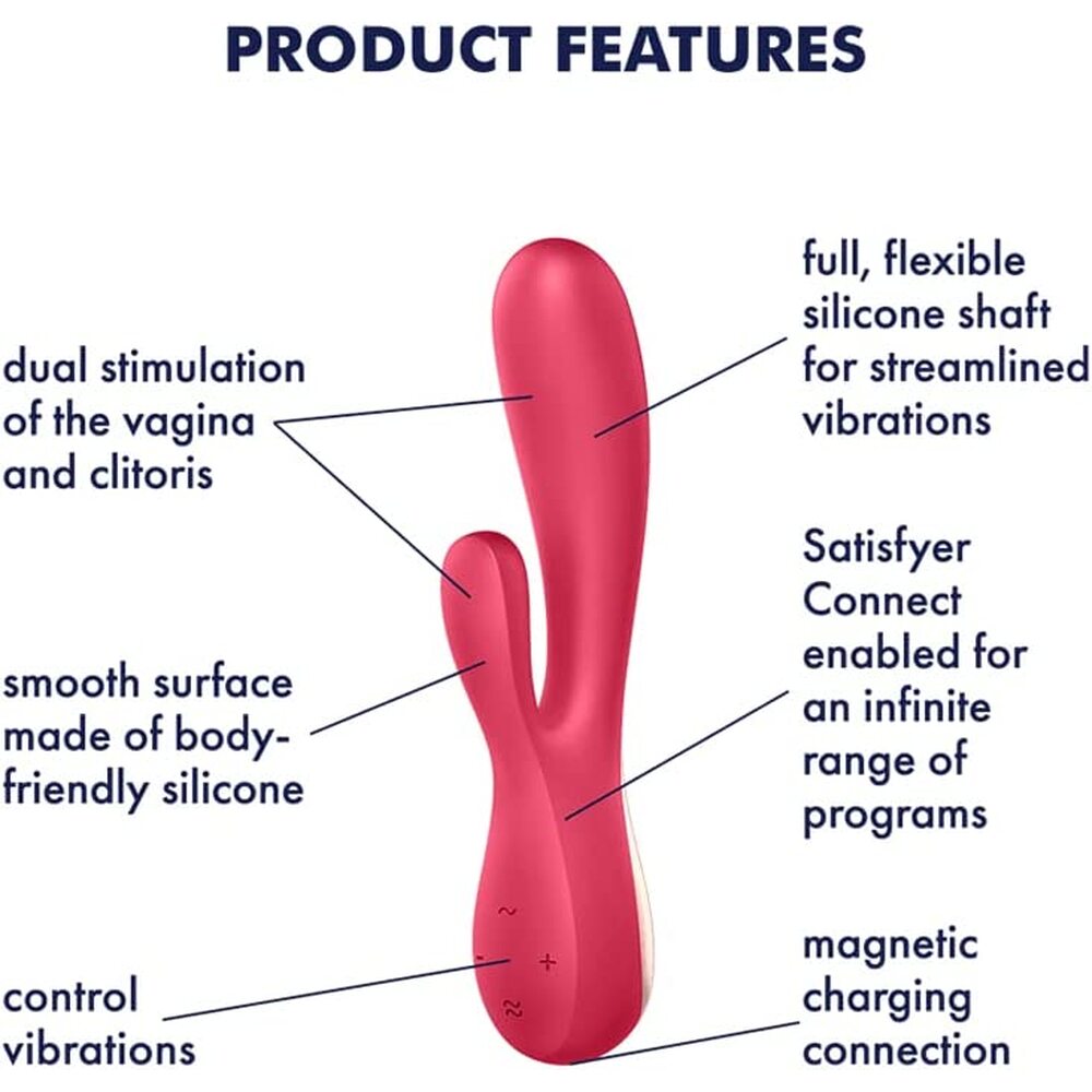 Satisfyer App Enabled Mono Flex Rabbit Vibrator Red-2