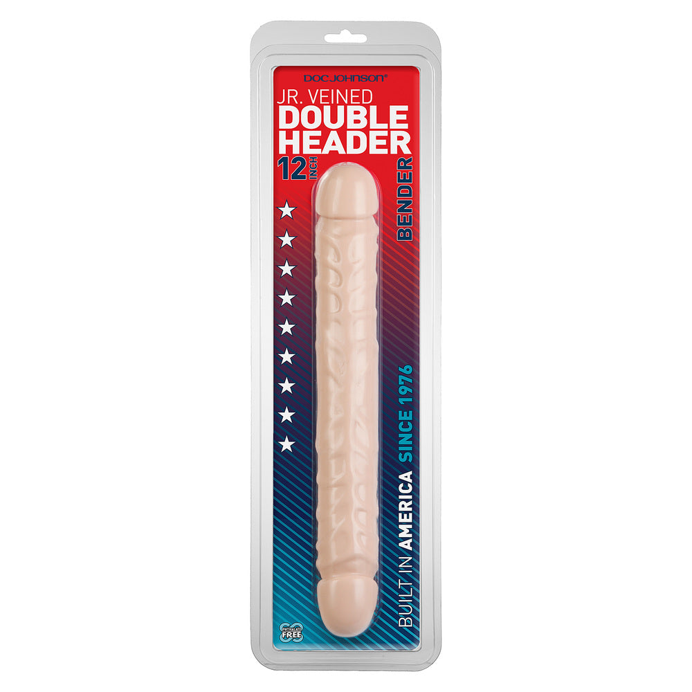 Jr Veined Double Header 12 Inch Bender Dong Flesh Pink-2