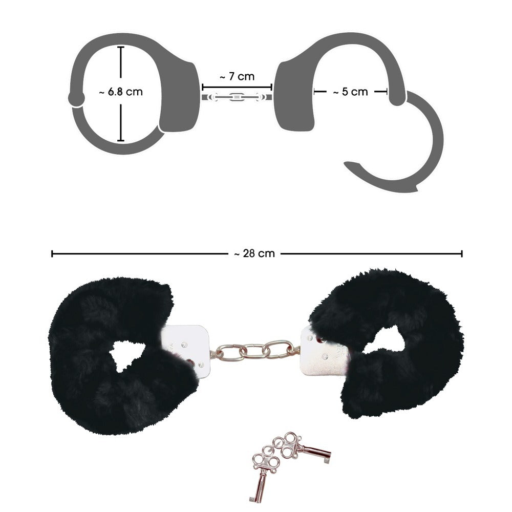 Bad Kitty Black Plush Handcuffs-2