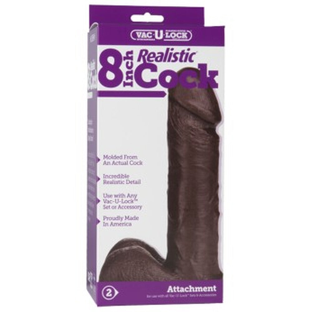 VacULock 8 Inch Realistic Dildo Attachment Black-2