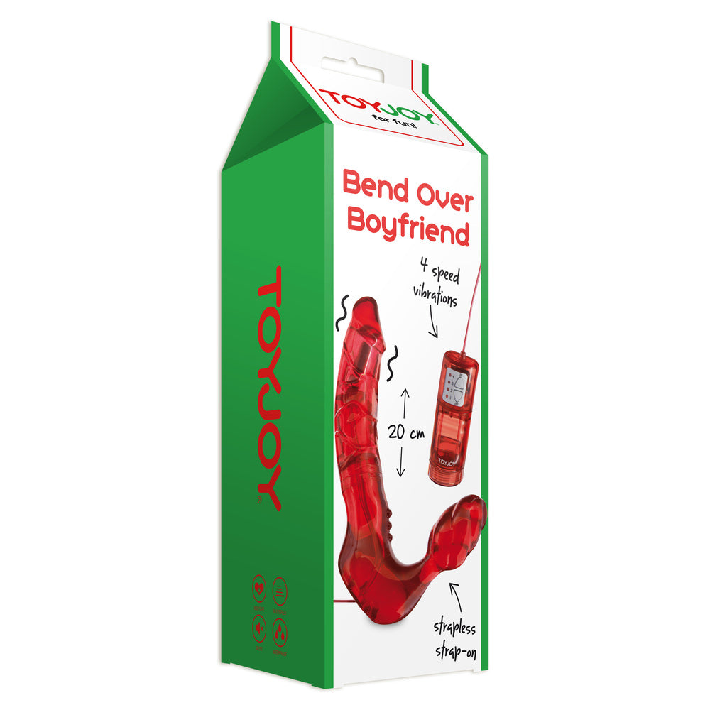 ToyJoy Bend Over Boyfriend Strapless Strap On Red-1