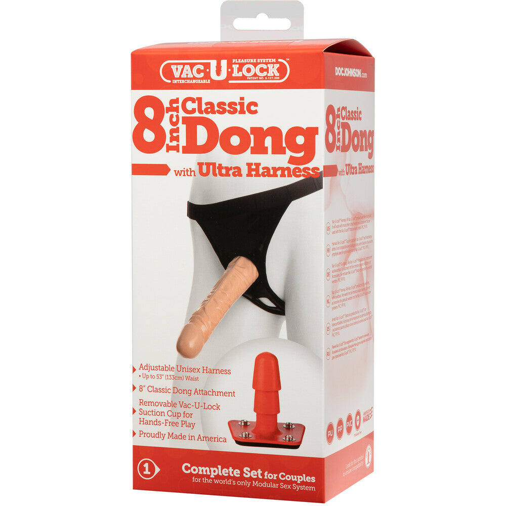 VacULock 8 Inch Classic Dong With Ultra Harness-3