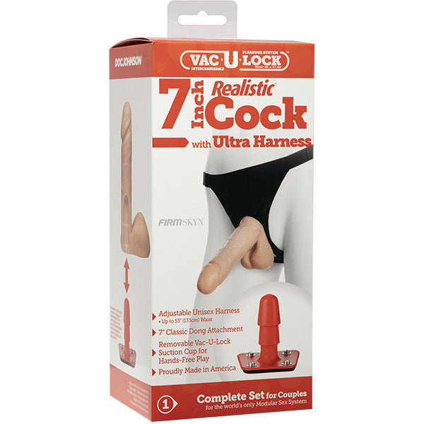 VacULock 7 Inch Realistic Cock With Ultra Harness-3