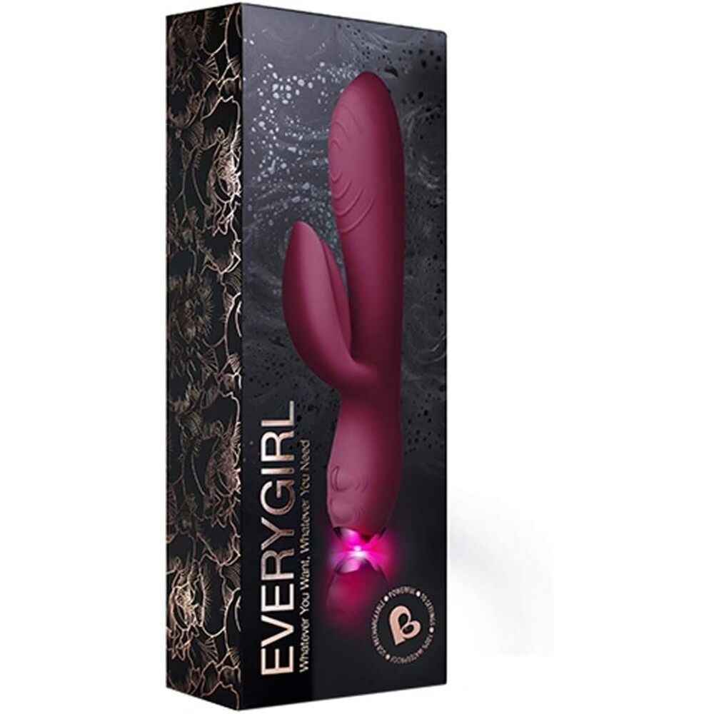 Rocks Off Everygirl Burgundy Rechargeable Rabbit Vibrator-3