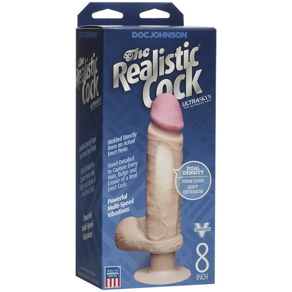 The Realistic Cock 8 Inch Vibrating Dildo Flesh Pink-1