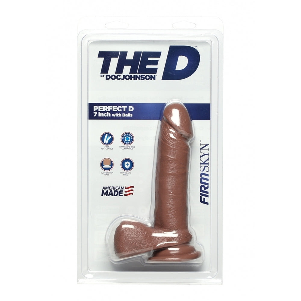 The D Perfect D FIRMSKYN 7 Inch Dildo with Balls Caramel-1