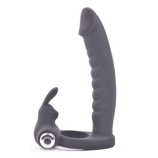 Fun Bunny Teaser Vibrating Rabbit Cock Ring Black-0