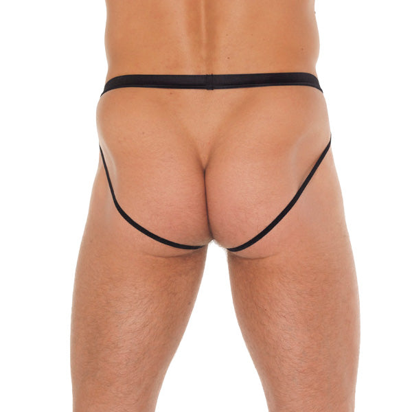 Mens Black Pouch With Jockstraps-1