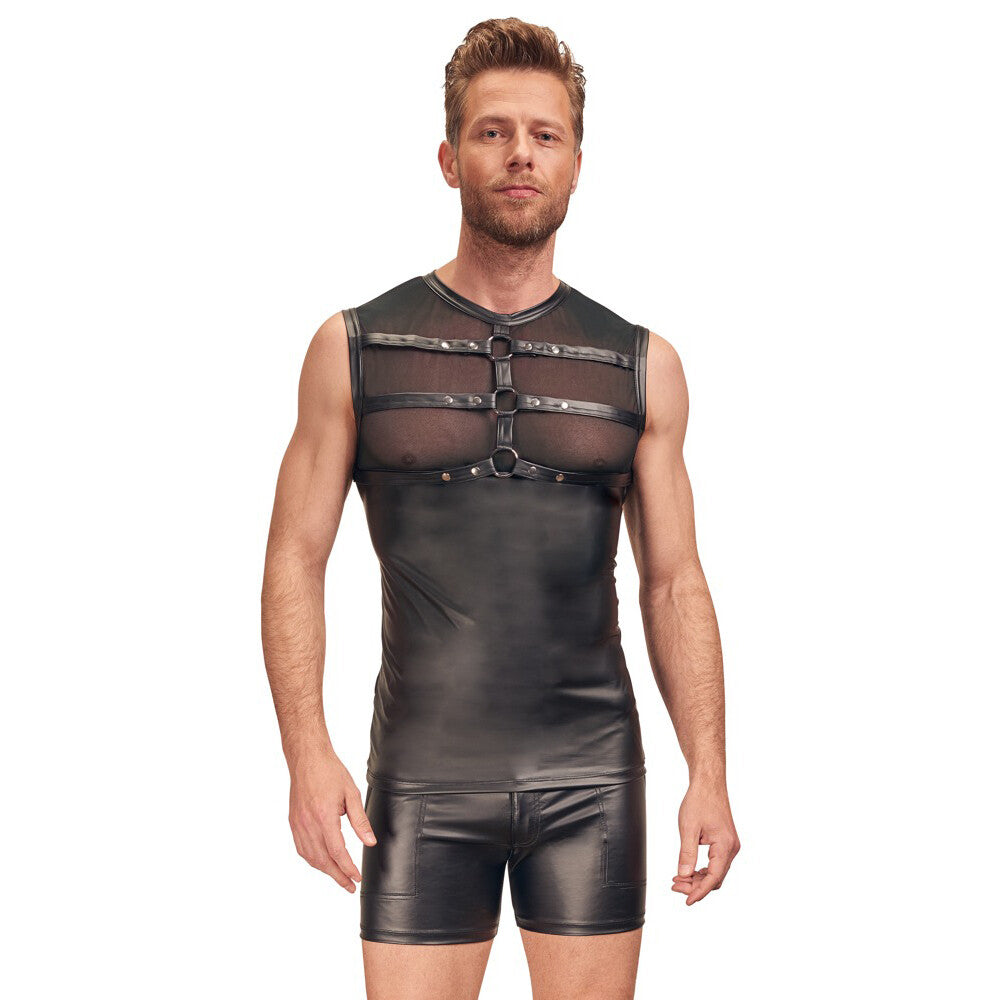 NEK Matte Look Shirt With Chest Harness Black-0