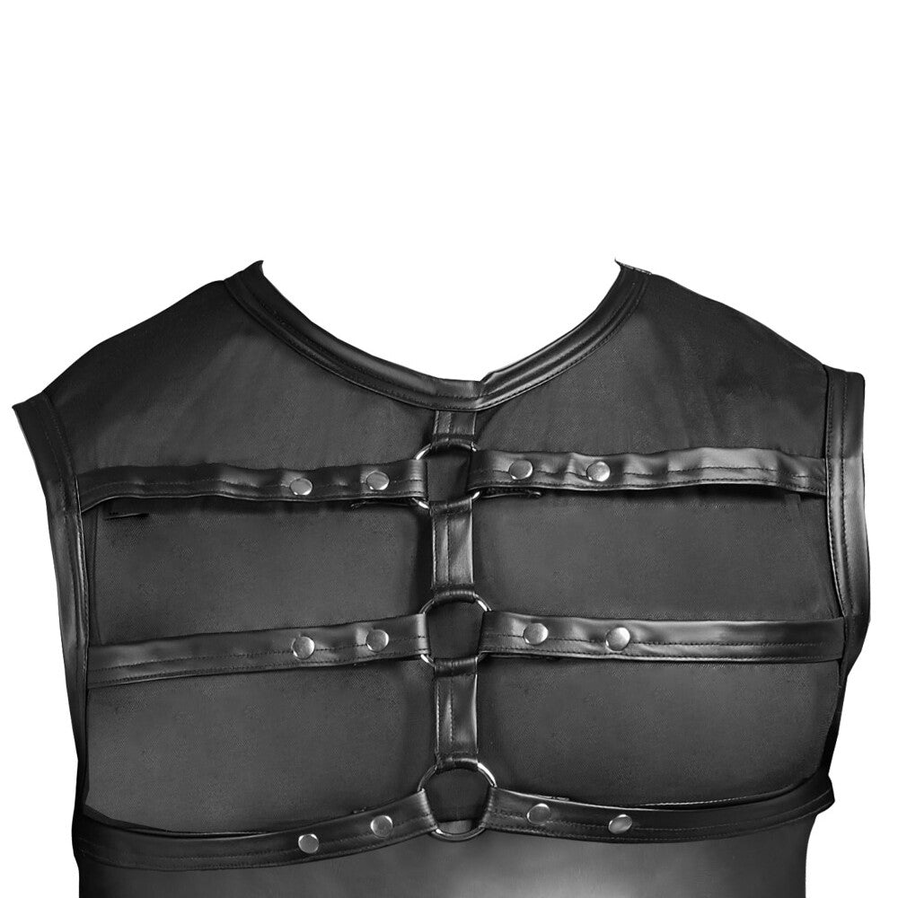 NEK Matte Look Shirt With Chest Harness Black-3