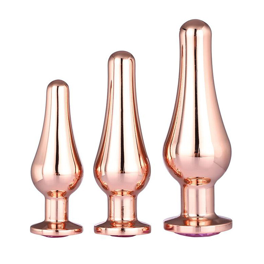 Gleaming Butt Plug Set Rose Gold-0