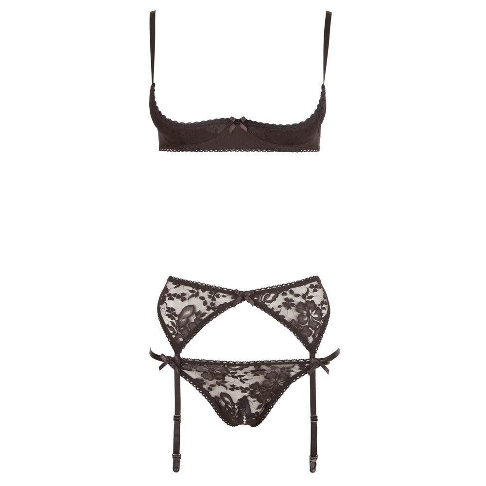 Cottelli Collection Black Half Bra Set-2