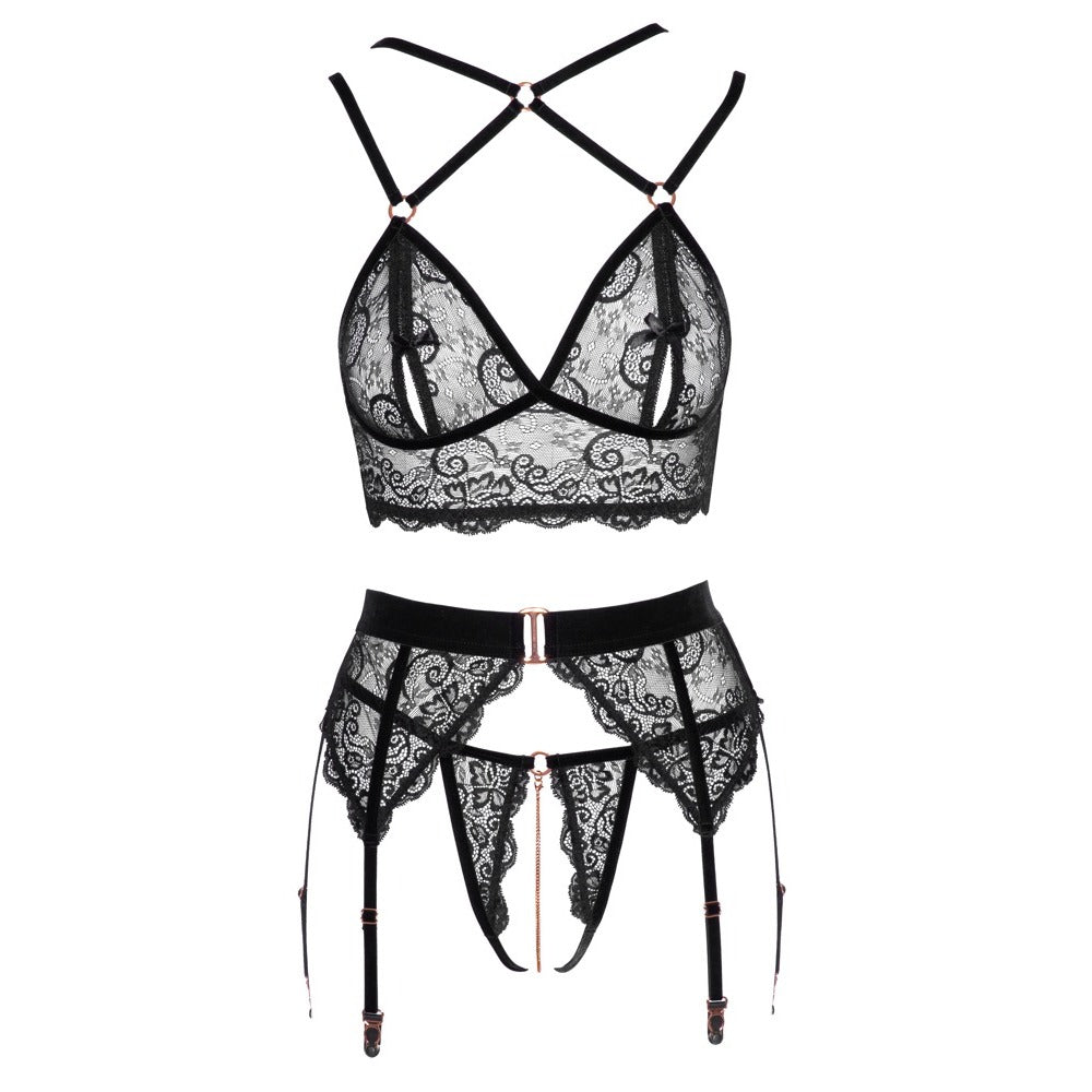 Abierta Fina Lacey Open Suspender Set-2