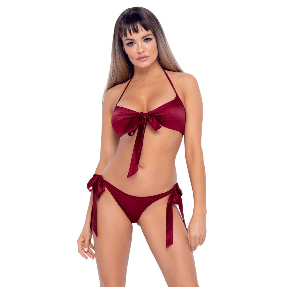 Cottelli Tie Up Bra And Briefs Set Red-0