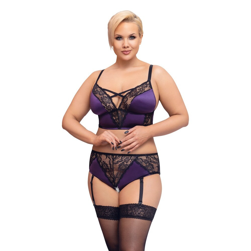 Cottelli Curves Bralette Suspender Set-0