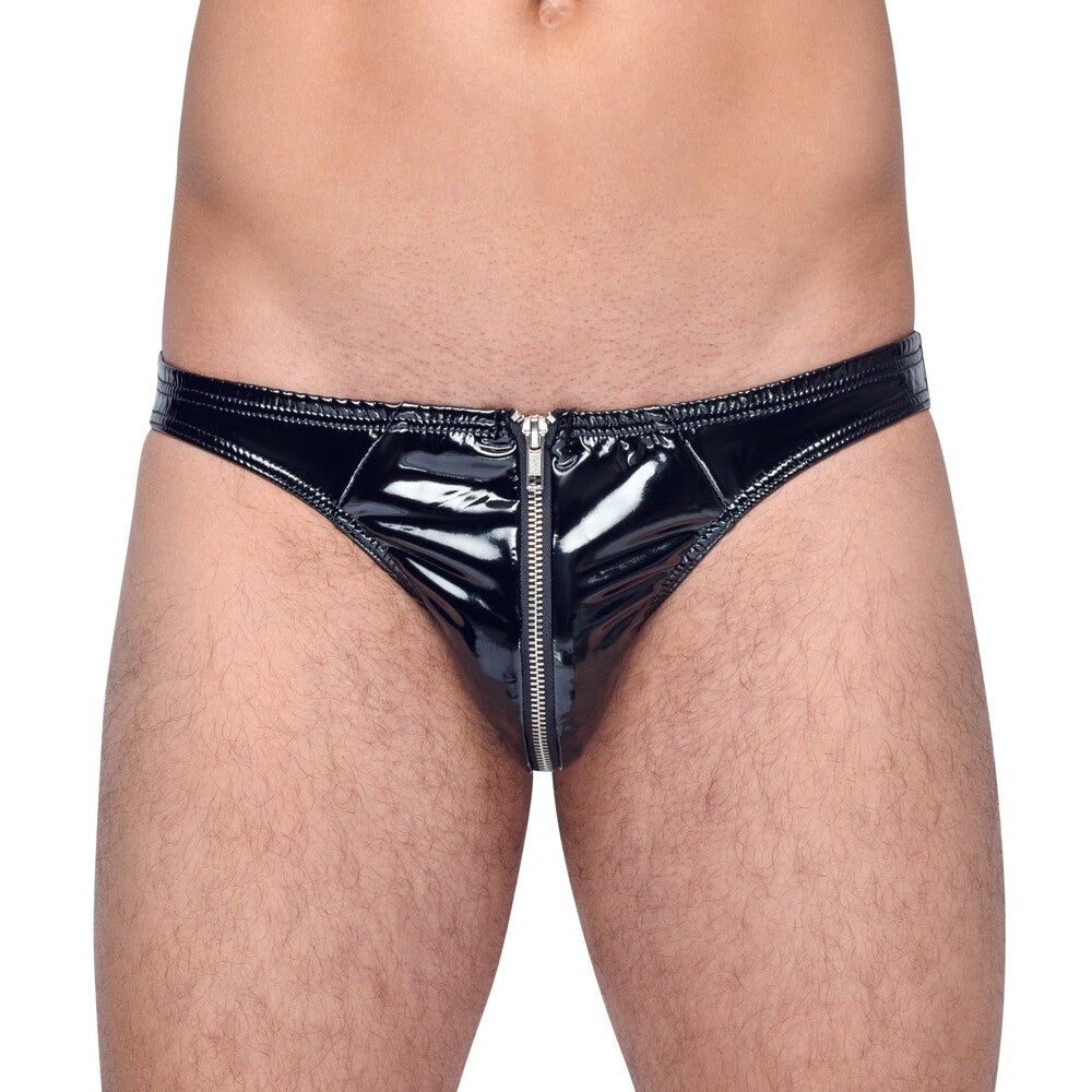 Black Level Vinyl Briefs With Zip Black-0