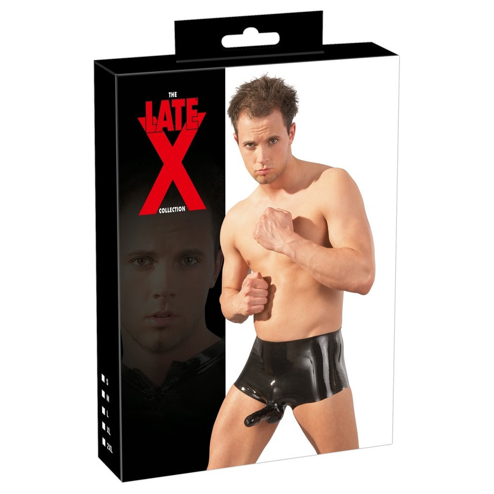 LateX Boxers With Penis Sleeve Black-3