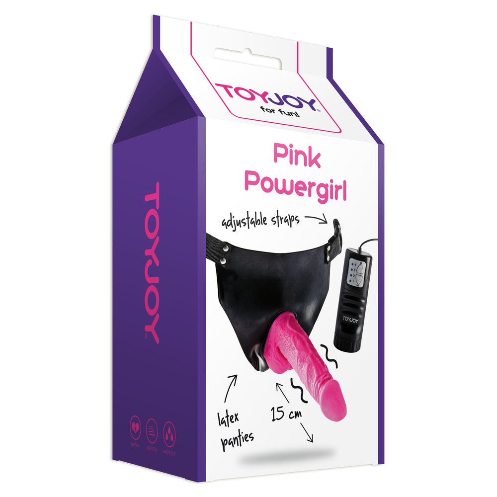 ToyJoy Pink Powergirl Strap On Vibrating Dong-1