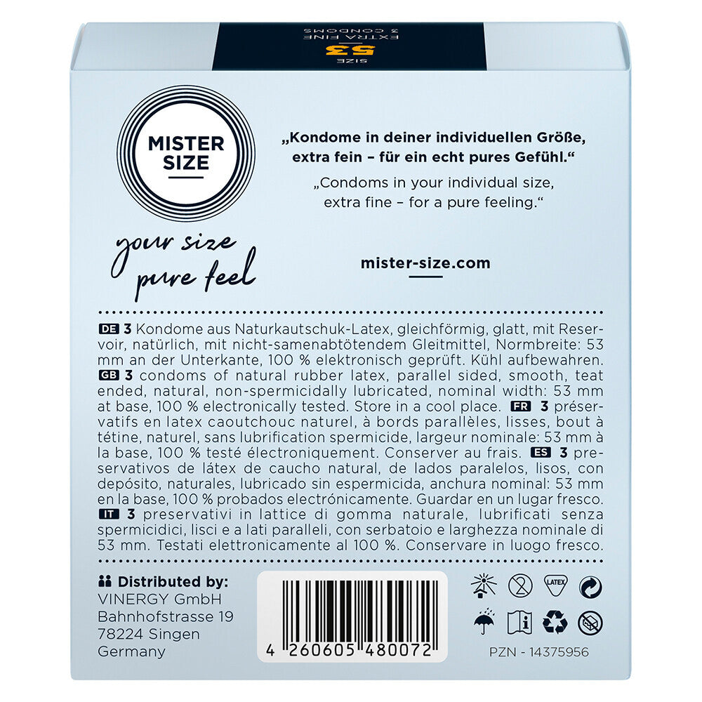 Mister Size 53mm Your Size Pure Feel Condoms 3 Pack-1