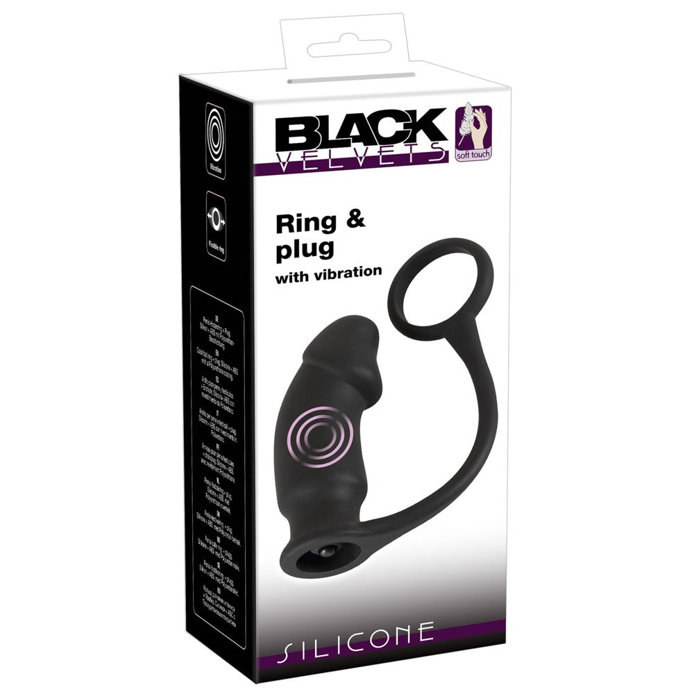 Black Velvets Vibrating Anal Plug And Cock Ring-3