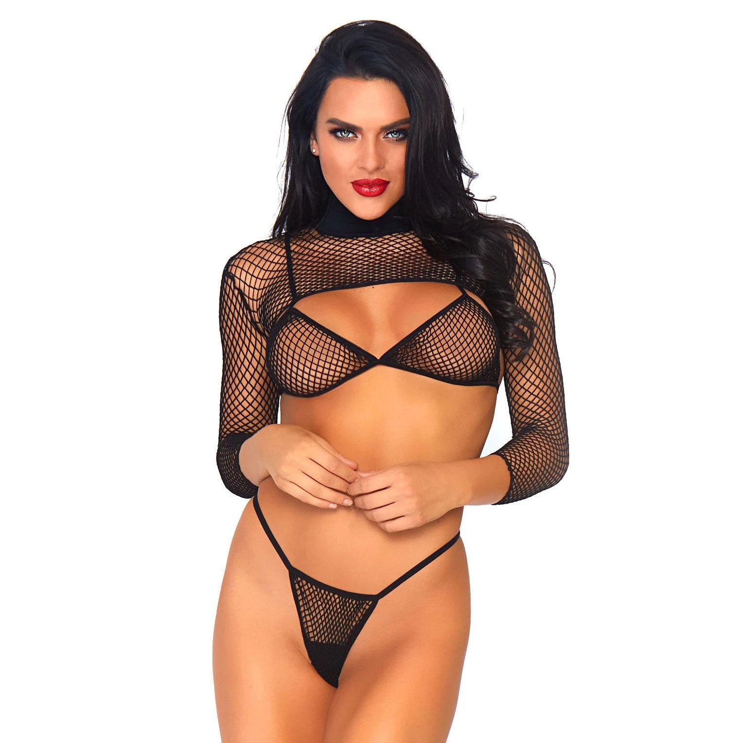 Leg Avenue Net Top, Thong And Bra UK 6 to 12-0