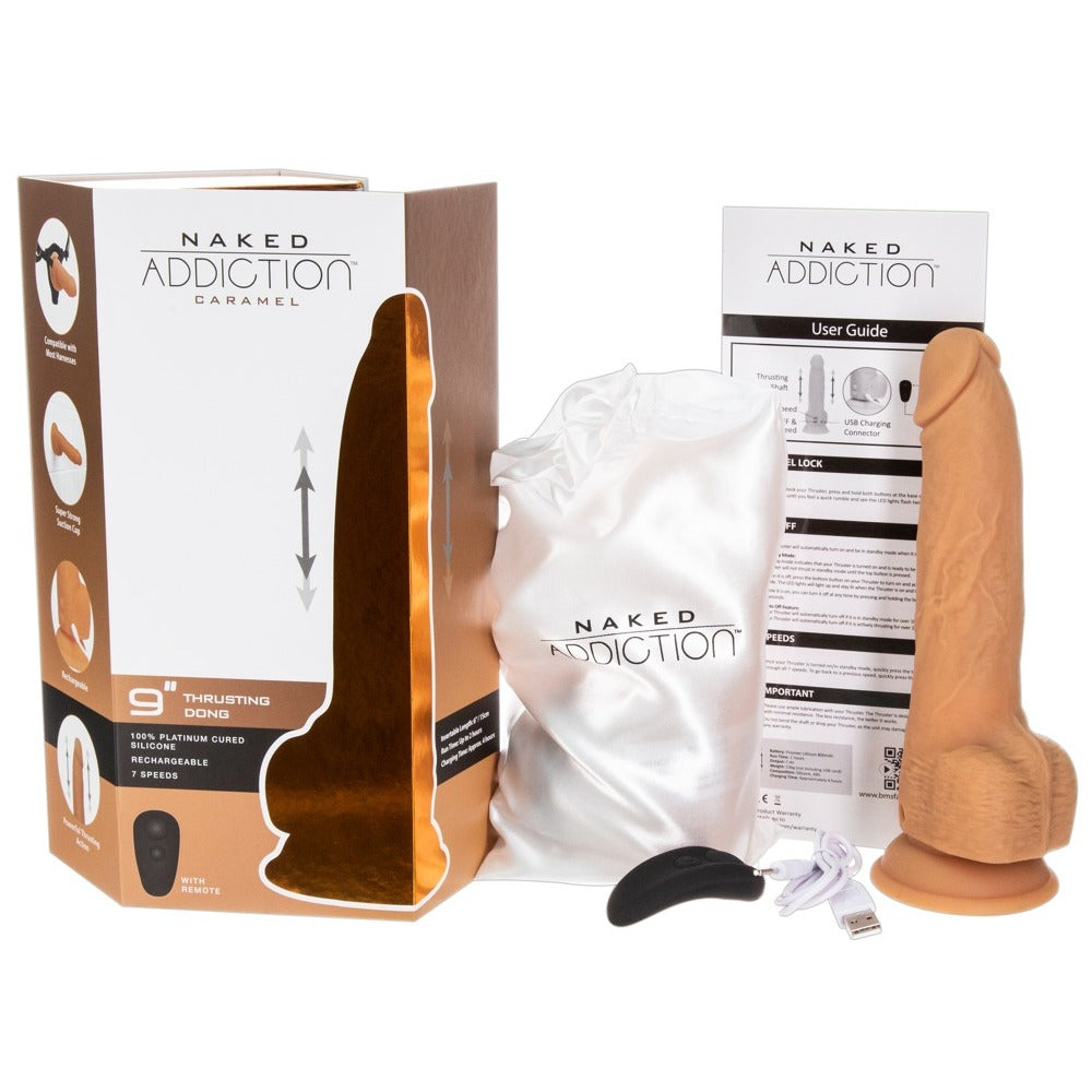 Naked Attraction 9 Inch Thrusting Dildo Caramel-3