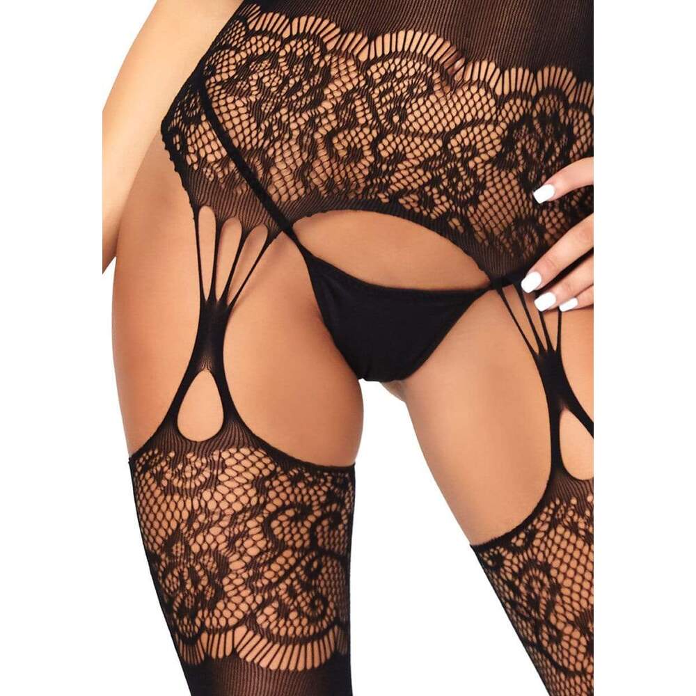 Leg Avenue Strappy Rose Lace Bodystocking UK 6 to 12-3