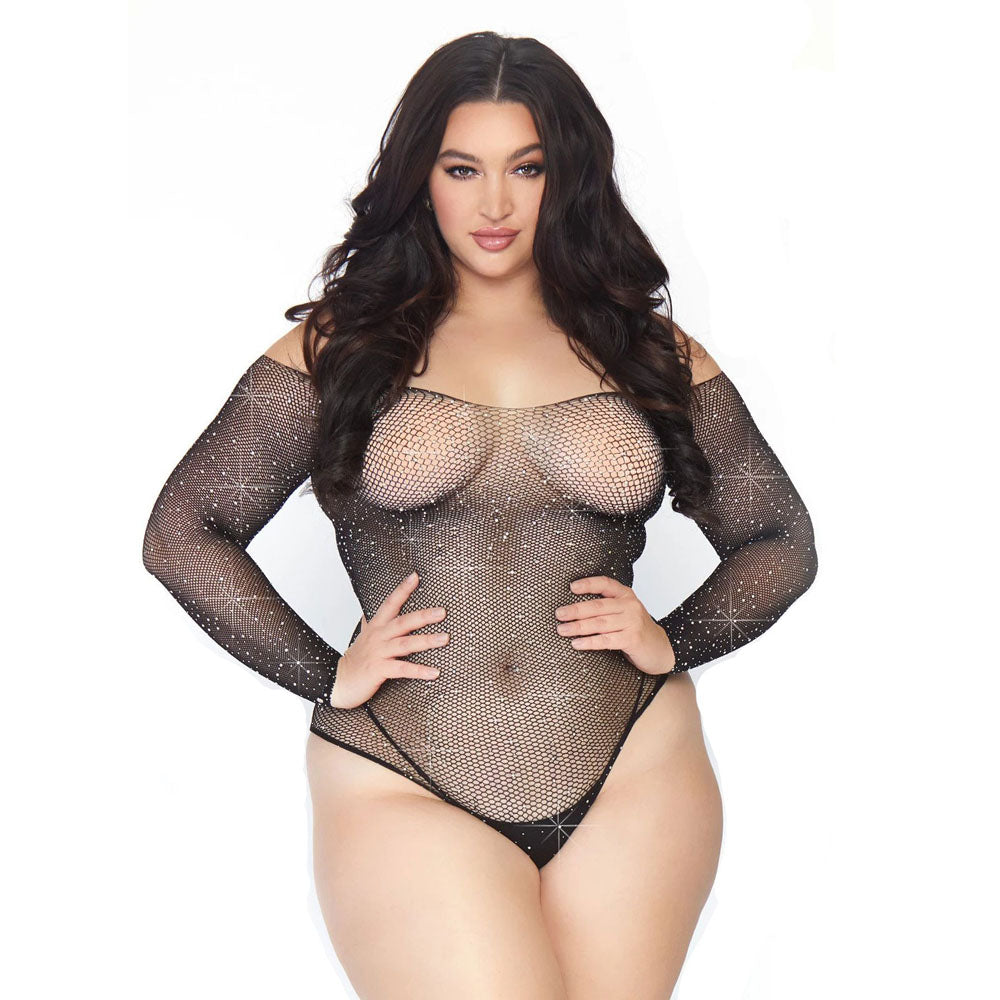 Leg Avenue Crystalized Long Sleeve Body Plus Size UK 14 to 18-0