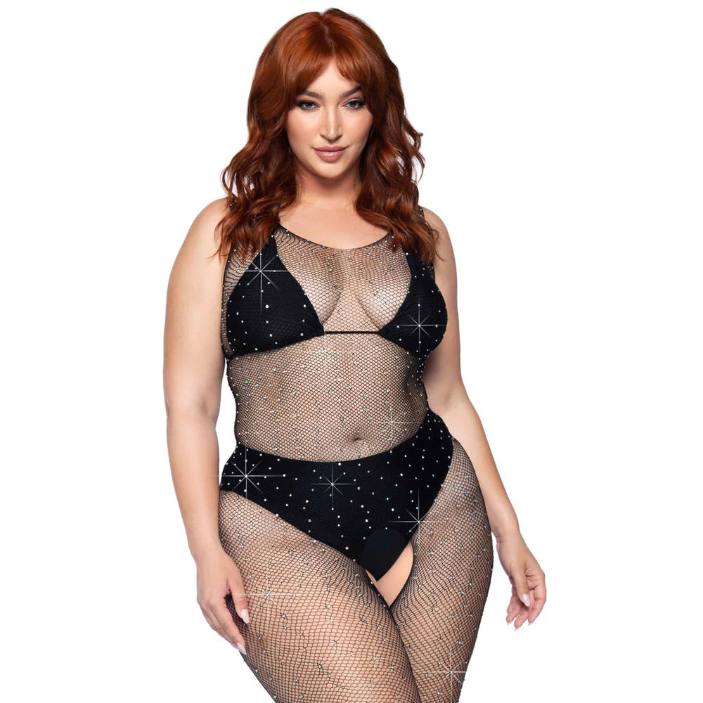 Leg Avenue Crystalized Net Bodystocking Plus Size UK 14 to 18-2