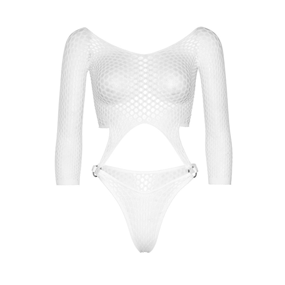 Leg Avenue Top Bodysuit with Thong White UK 6 to 12-3