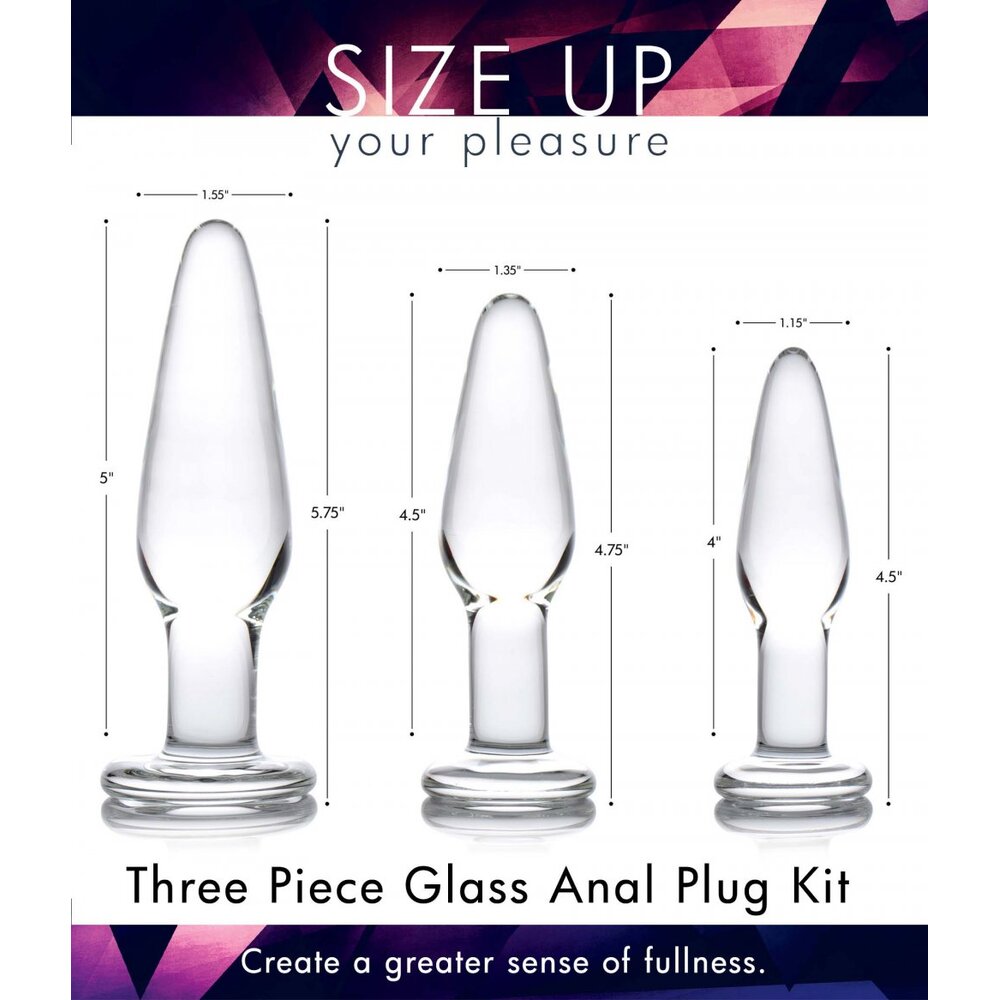 XR Dosha 3 Piece Glass Anal Plug Kit-1