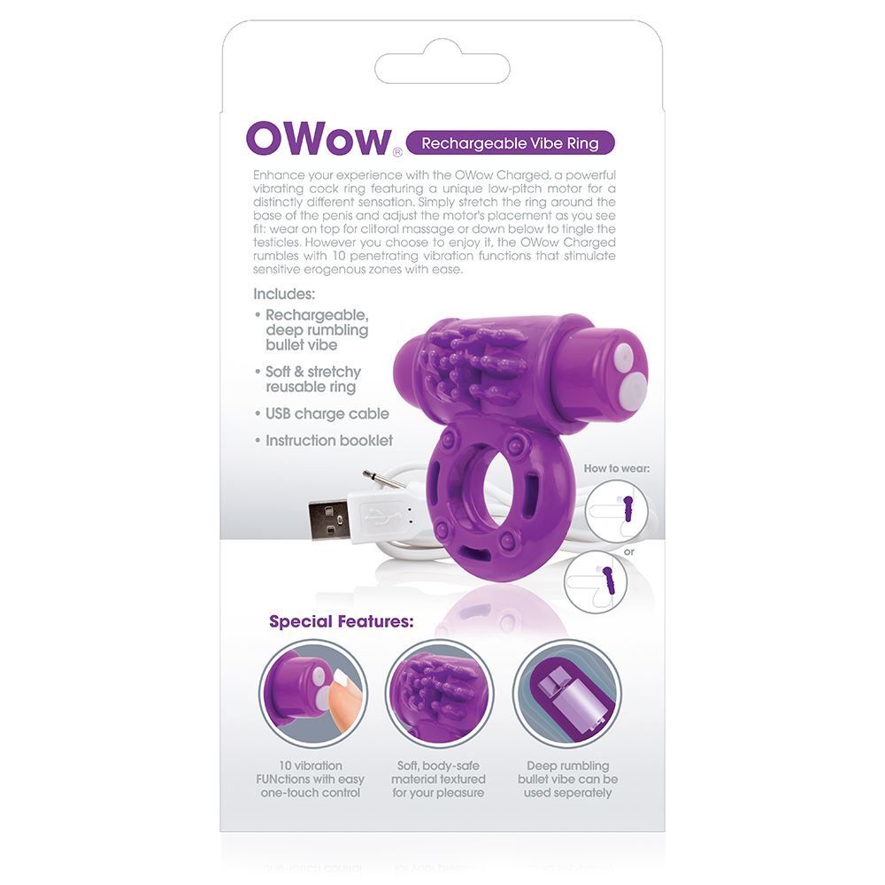 Screaming O Charged OWow Purple Vibrating Cock Ring-2