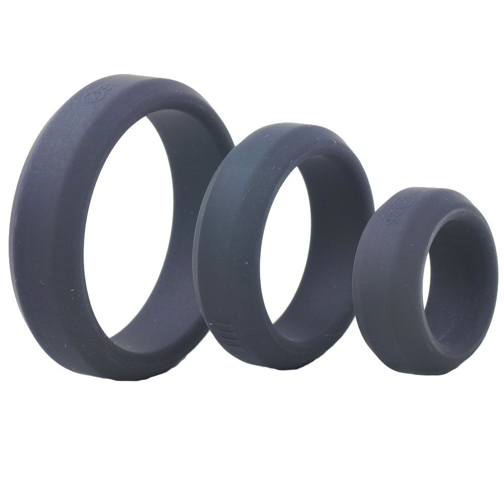 Triple Black Silicone Cock Rings-0