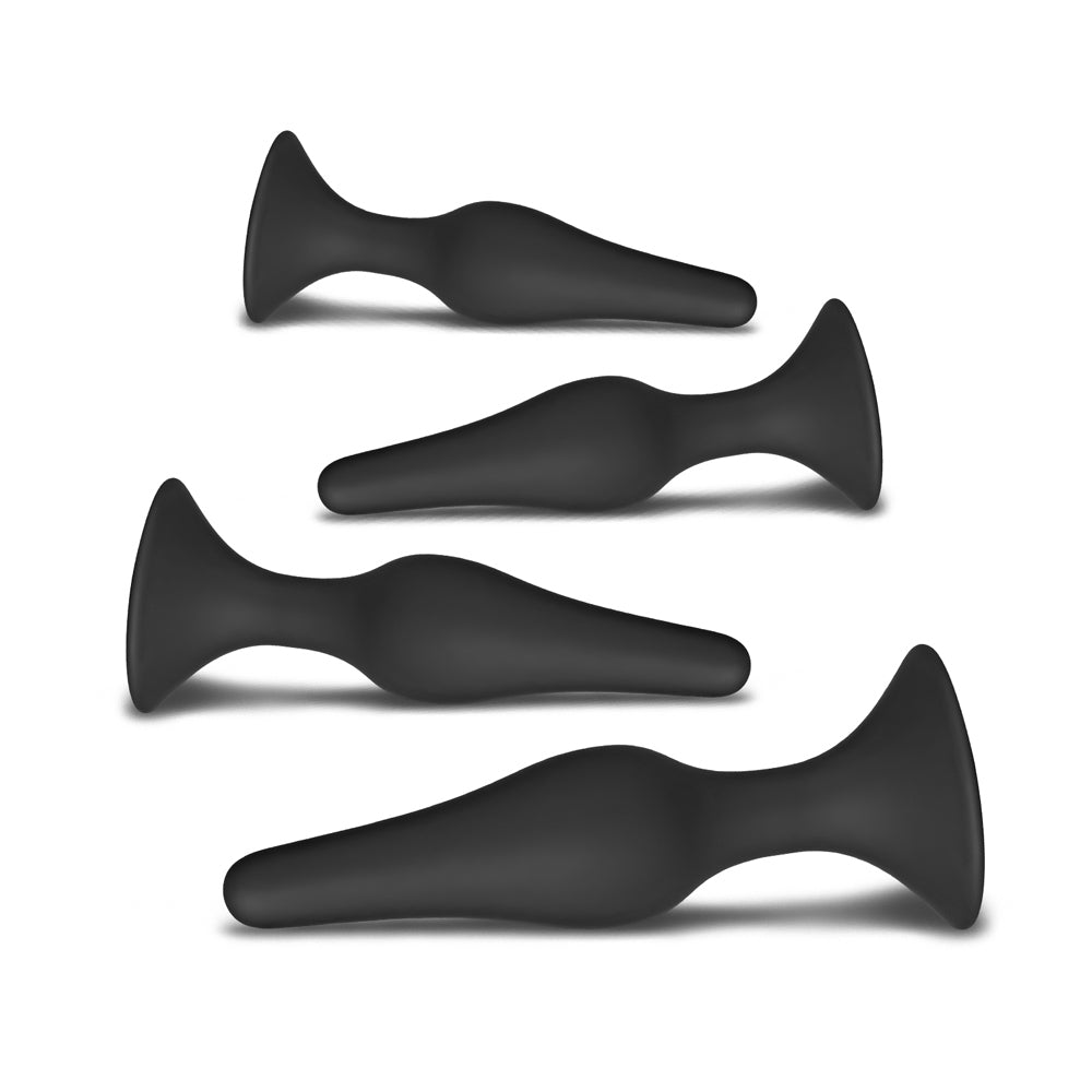 Set of Four Silicone Butt Plugs Black-1