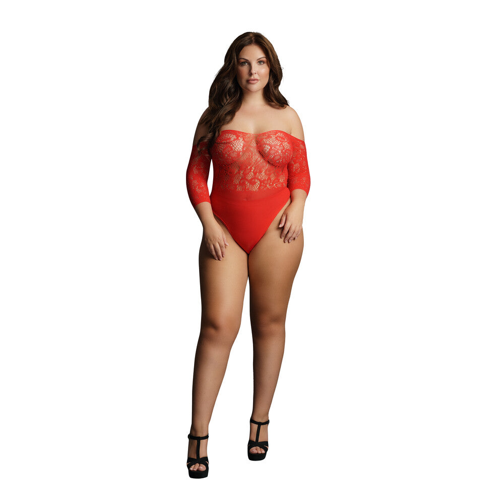 Le Desir Crotchless Rhinestone Teddy Red UK 14 to 20-0