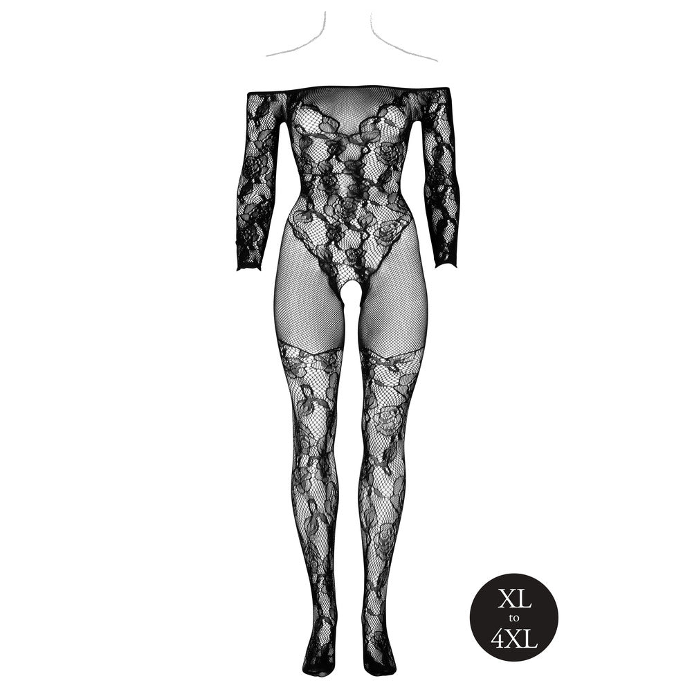 Le Desir Bodystocking With Off Shoulder Long Sleeves-2