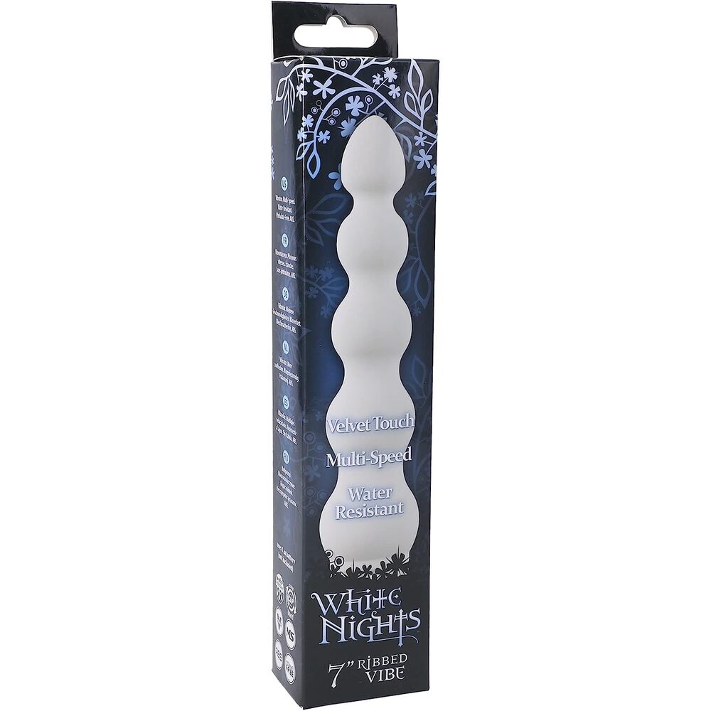 White Nights 7 Inch Ribbed Anal Vibrator-1