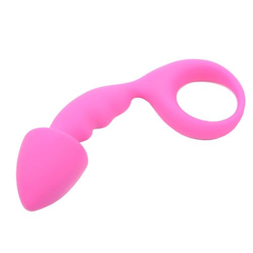 Pink Silicone Curved Comfort Butt Plug-0