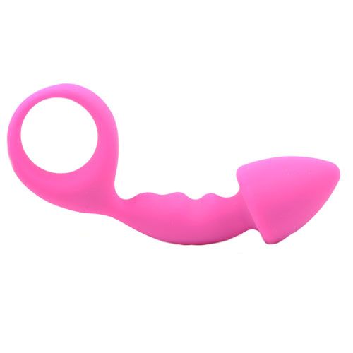 Pink Silicone Curved Comfort Butt Plug-1