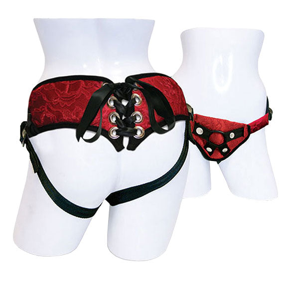 SportSheets Red Lace With Satin Corsette Strap On-0