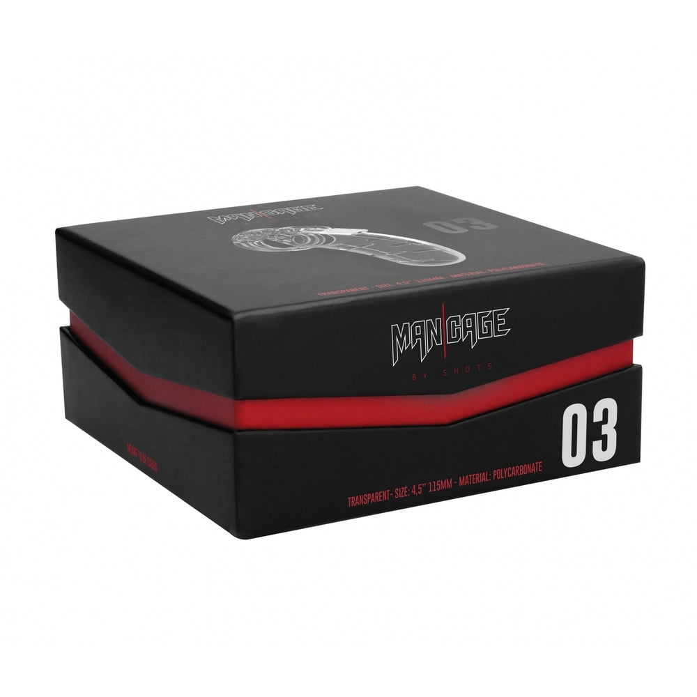 Man Cage 03 Male 4.5 Inch Clear Chastity Cage-3